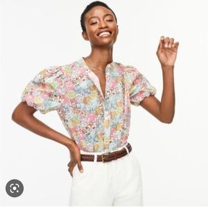 JCrew size 14 Liberty of London puff sleeve blouse